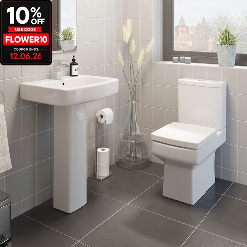 Close coupled toilet and basin - close,